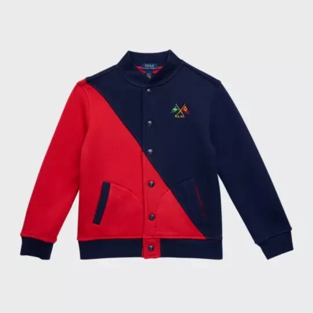 Polo Ralph Lauren Nautical-Flag Fleece Baseball Jacket Size 7 $135